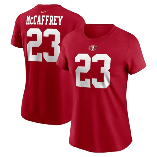 Christian mccaffrey san francisco 49ers nike womens player name number t shirt Scarlet