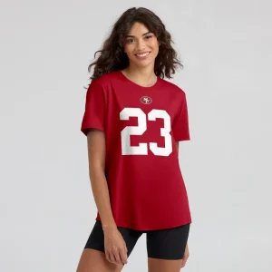 Christian mccaffrey san francisco 49ers nike womens player name number t shirt Scarlet XL