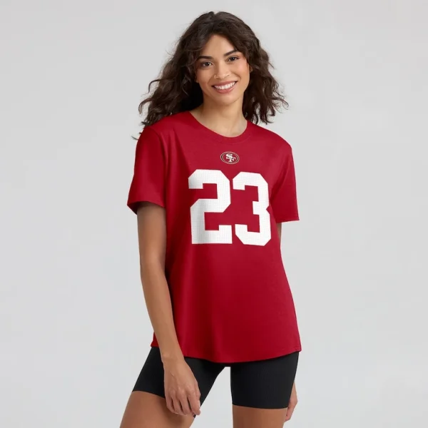 Christian mccaffrey san francisco 49ers nike womens player name number t shirt Scarlet XL