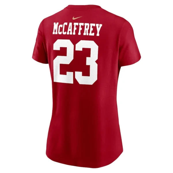 Christian mccaffrey san francisco 49ers nike womens super bowl lviii patch player name number t shirt Scarlet L