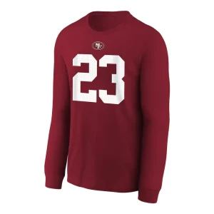 Christian mccaffrey san francisco 49ers nike youth player name number long sleeve t shirt Scarlet Yth M