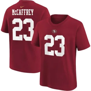 Christian mccaffrey san francisco 49ers nike youth player name number t shirt Scarlet