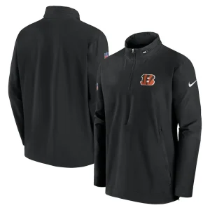 Cincinnati bengals nike 2023 sideline coach half zip hoodie jacket Black