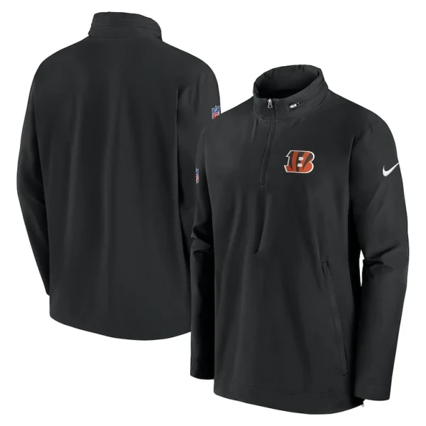 Cincinnati bengals nike 2023 sideline coach half zip hoodie jacket Black