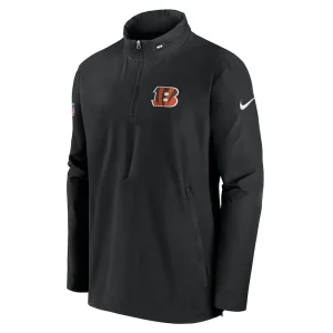 Cincinnati bengals nike 2023 sideline coach half zip hoodie jacket Black M