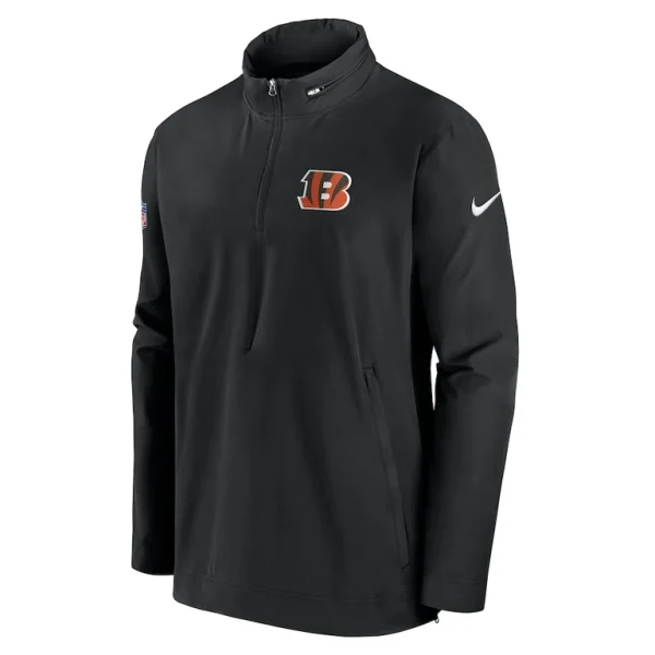 Cincinnati bengals nike 2023 sideline coach half zip hoodie jacket Black M