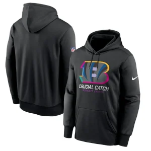 Cincinnati bengals nike 2024 nfl crucial catch performance fleece pullover hoodie Black