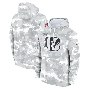 Cincinnati bengals nike 2024 salute to service club fleece pullover hoodie Arctic camo