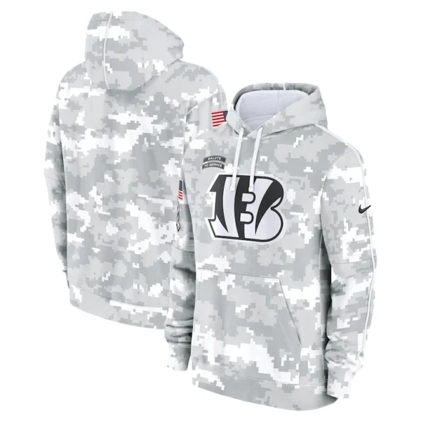 Cincinnati bengals nike 2024 salute to service club fleece pullover hoodie Arctic camo