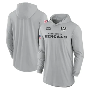Cincinnati bengals nike 2024 salute to service lightweight performance long sleeve hooded t shirt Gray