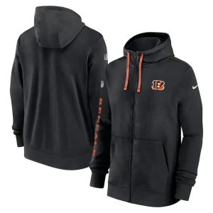 Cincinnati bengals nike 2024 sideline club full zip hoodie Black