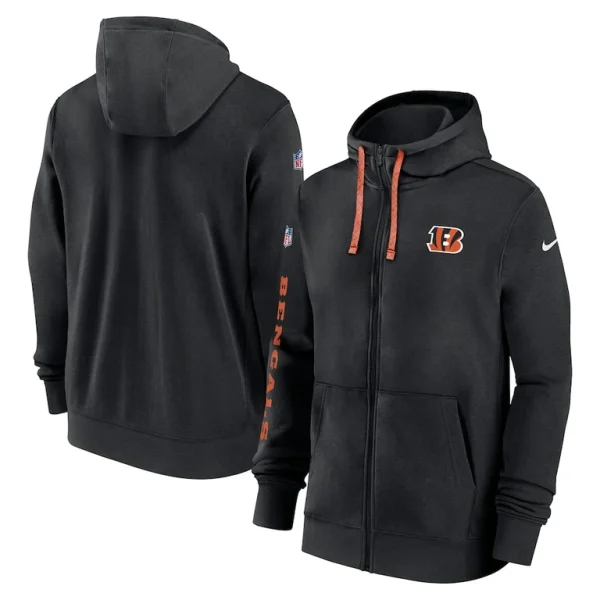Cincinnati bengals nike 2024 sideline club full zip hoodie Black