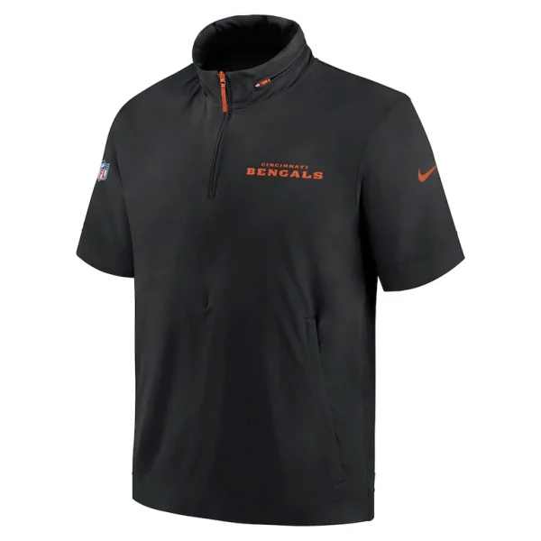 Cincinnati bengals nike 2024 sideline coach short sleeve half zip hoodie jacket Black M