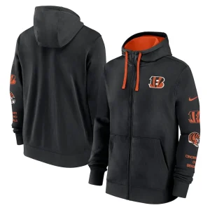 Cincinnati bengals nike club full zip hoodie jacket Black