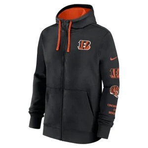 Cincinnati bengals nike club full zip hoodie jacket Black M