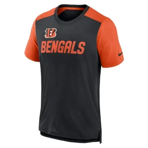Cincinnati bengals nike color block team name t shirt Heathered blackheathered orange M