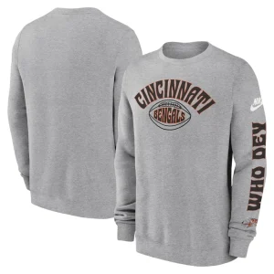 Cincinnati bengals nike rewind club pullover sweatshirt Charcoal