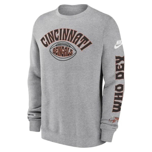 Cincinnati bengals nike rewind club pullover sweatshirt Charcoal M