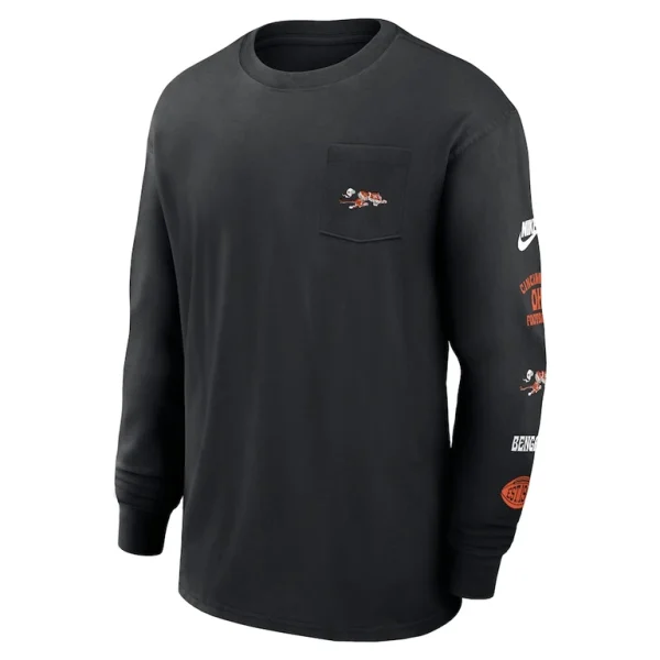 Cincinnati bengals nike rewind heavy max 90 pocket long sleeve t shirt Black M