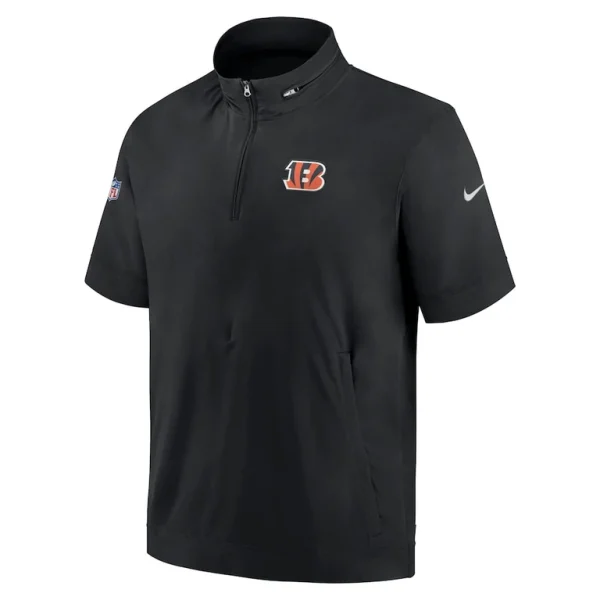 Cincinnati bengals nike sideline coach short sleeve hoodie quarter zip jacket Black M