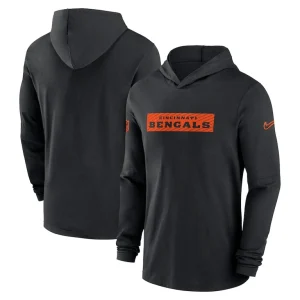 Cincinnati bengals nike sideline hoodie performance long sleeve t shirt Black