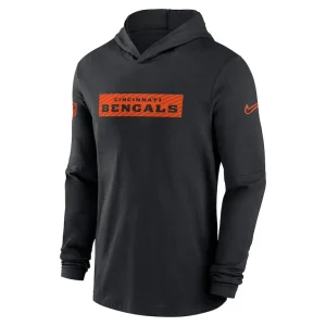 Cincinnati bengals nike sideline hoodie performance long sleeve t shirt Black M
