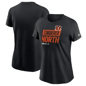 Cincinnati bengals nike womens 2022 afc north division champions locker room trophy collection t shirt Black