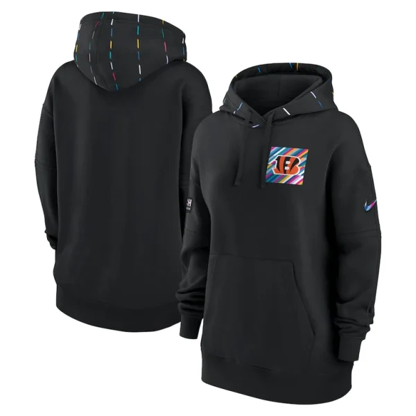 Cincinnati bengals nike womens 2023 nfl crucial catch club pullover hoodie Black
