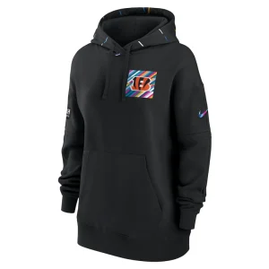 Cincinnati bengals nike womens 2023 nfl crucial catch club pullover hoodie Black S