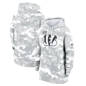 Cincinnati bengals nike womens 2024 salute to service club fleece oversized pullover hoodie Arctic camo
