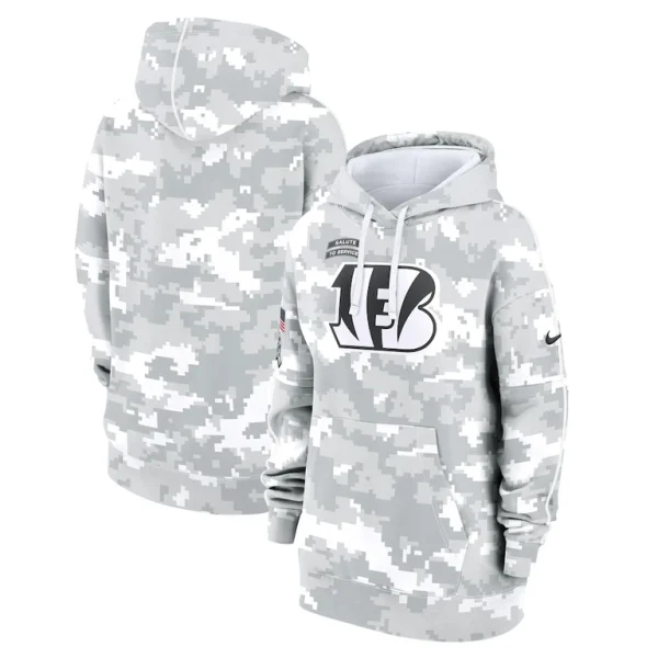 Cincinnati bengals nike womens 2024 salute to service club fleece oversized pullover hoodie Arctic camo