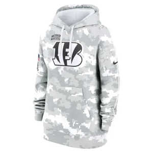 Cincinnati bengals nike womens 2024 salute to service club fleece oversized pullover hoodie Arctic camo S