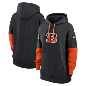 Cincinnati bengals nike womens 2024 sideline essential fleece pullover hoodie Black
