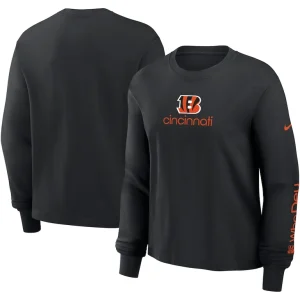 Cincinnati bengals nike womens boxy long sleeve t shirt Black