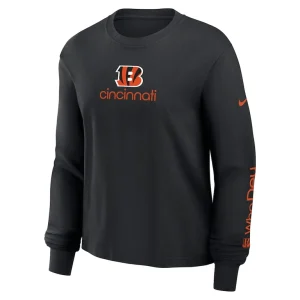 Cincinnati bengals nike womens boxy long sleeve t shirt Black S