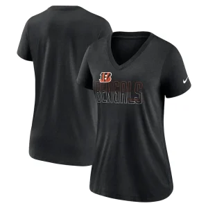 Cincinnati bengals nike womens lock up tri blend v neck t shirt Heathered black