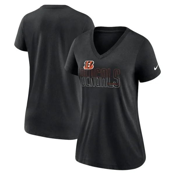 Cincinnati bengals nike womens lock up tri blend v neck t shirt Heathered black