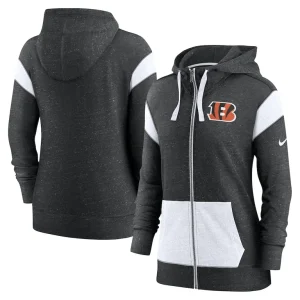 Cincinnati bengals nike womens monaco lightweight full zip hoodie Heather blackwhite
