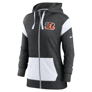 Cincinnati bengals nike womens monaco lightweight full zip hoodie Heather blackwhite S