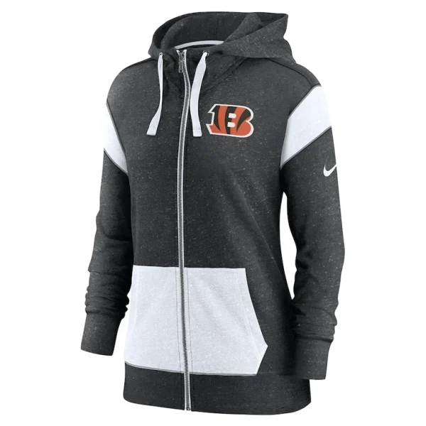 Cincinnati bengals nike womens monaco lightweight full zip hoodie Heather blackwhite S