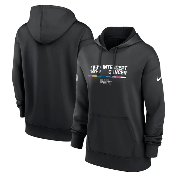 Cincinnati bengals nike womens nfl crucial catch therma performance pullover hoodie Black