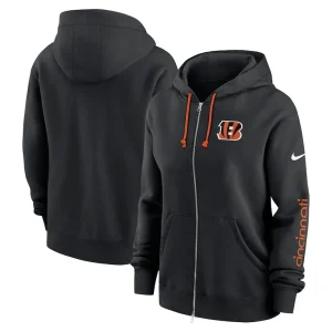 Cincinnati bengals nike womens phoenix hoodie full zip sweatshirt Black
