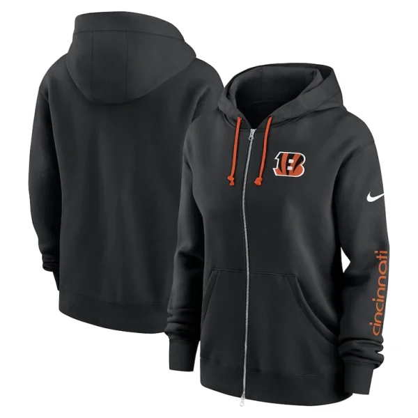 Cincinnati bengals nike womens phoenix hoodie full zip sweatshirt Black