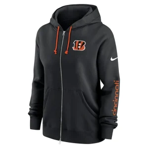 Cincinnati bengals nike womens phoenix hoodie full zip sweatshirt Black S
