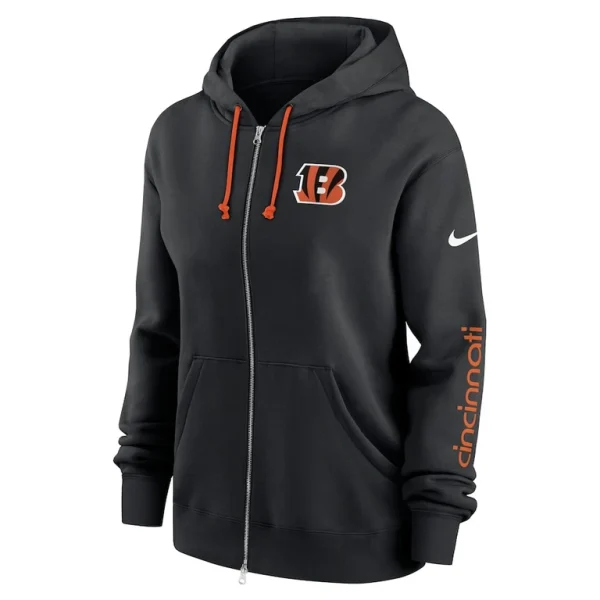 Cincinnati bengals nike womens phoenix hoodie full zip sweatshirt Black S