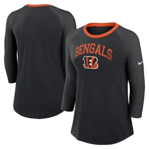 Cincinnati bengals nike womens raglan 34 sleeve t shirt Black