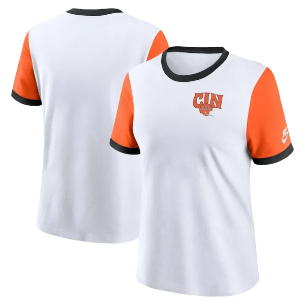 Cincinnati bengals nike womens rewind ringer tri blend t shirt White