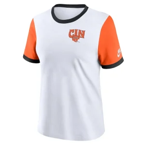 Cincinnati bengals nike womens rewind ringer tri blend t shirt White S