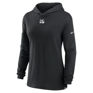 Cincinnati bengals nike womens sideline performance long sleeve hoodie t shirt Black S