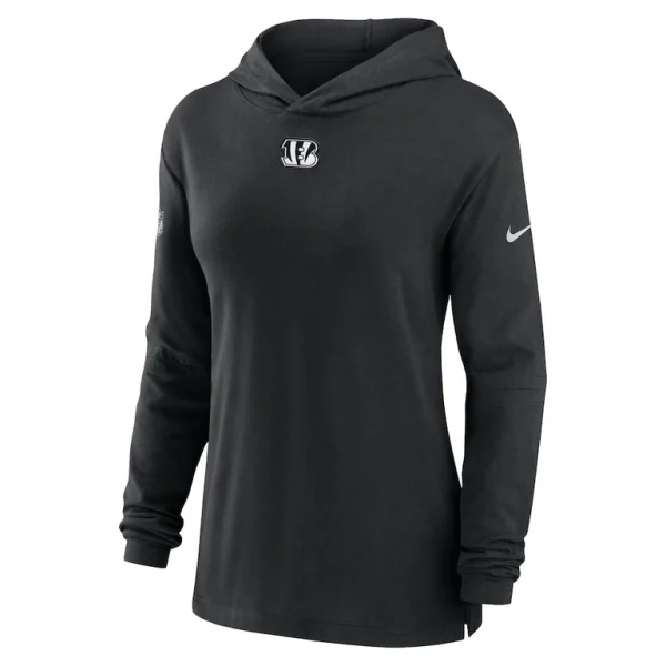 Cincinnati bengals nike womens sideline performance long sleeve hoodie t shirt Black S